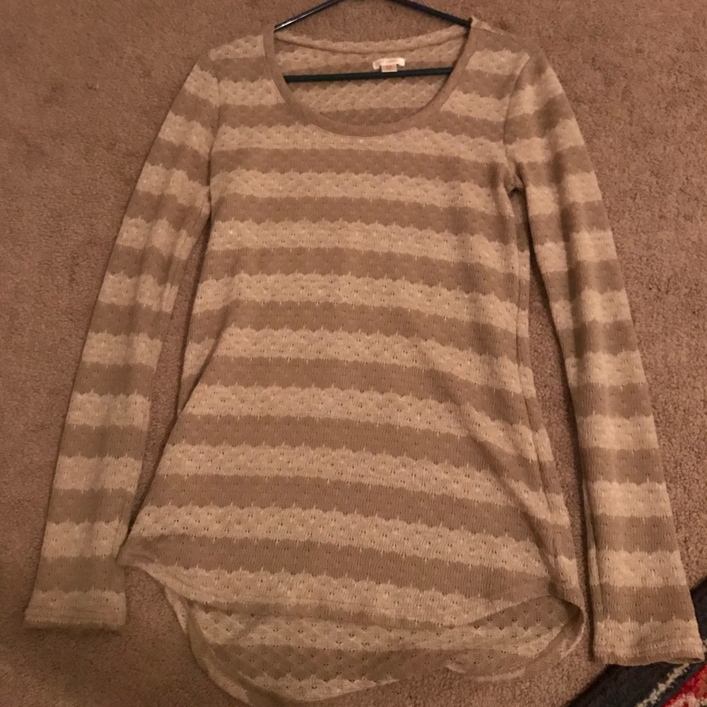 Tan striped sweater lightweight